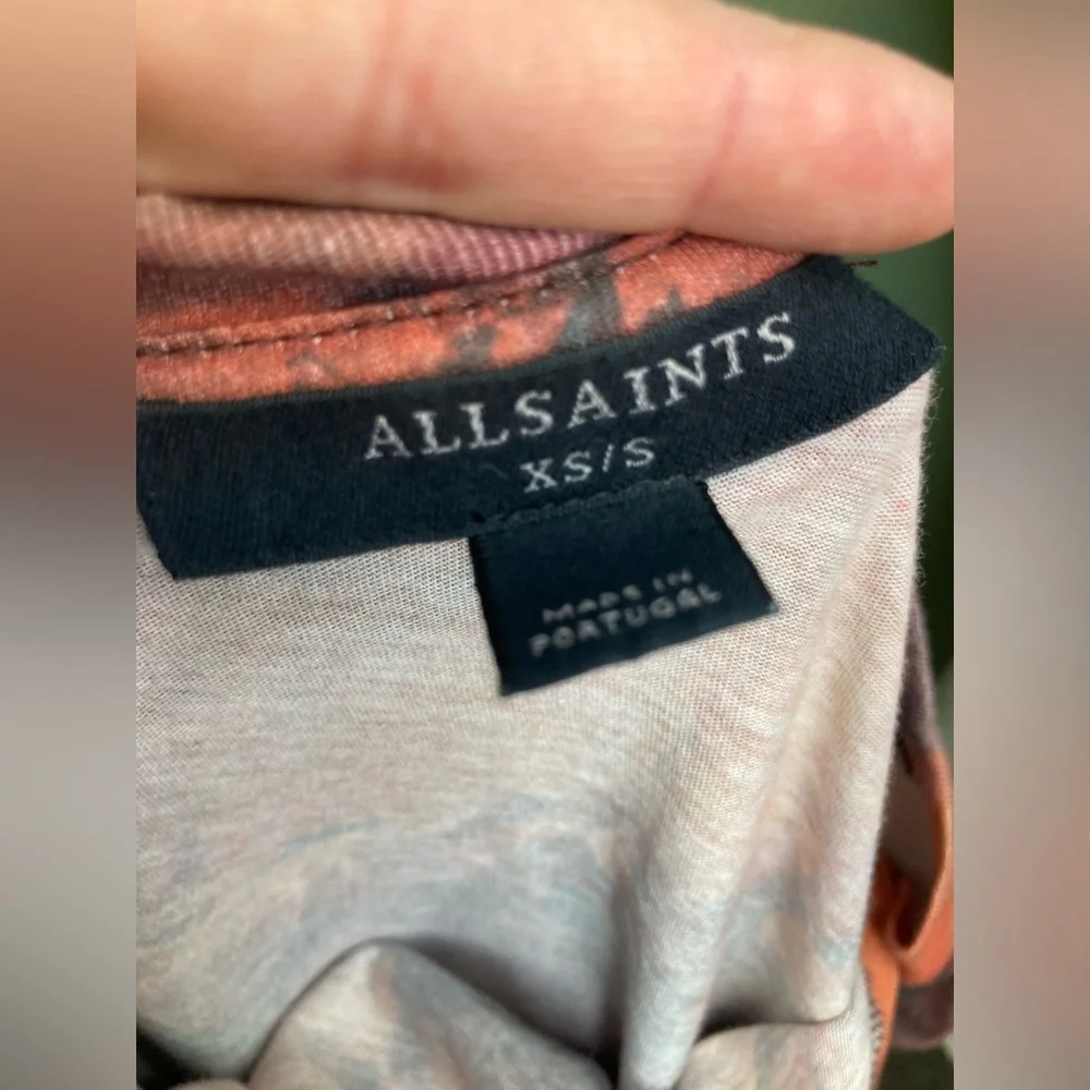 Allsaints graphic Tee Horses Eagle desert print XS/S Orange shirt womens - Picture 7 of 9